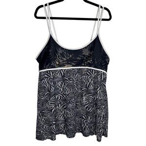 Womens Mixed Print Sheer‎ Zebra Print Tankini Size 2X Vacationcore Beach Summer